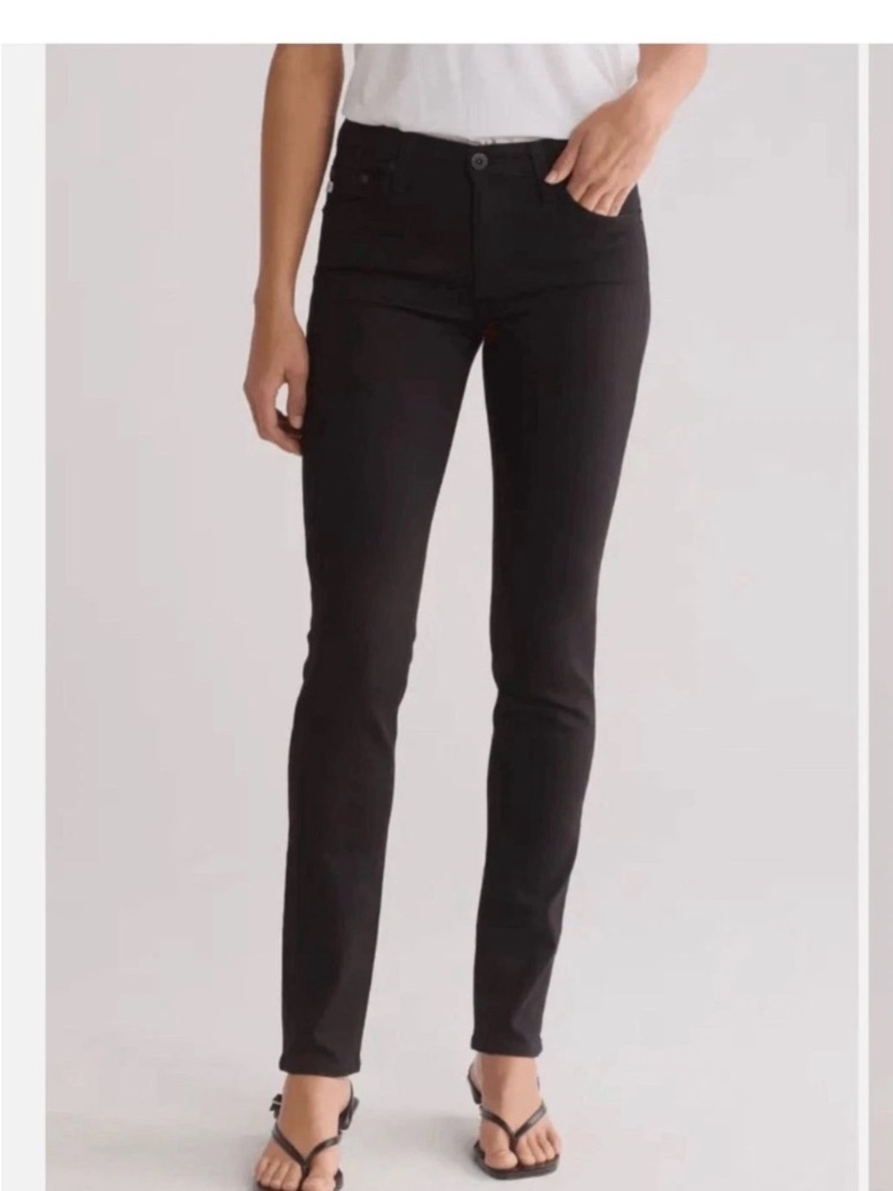 AG Adriano Goldshmied The Stilt Cigarette Jeans Black Size 28R Inseam 30”
